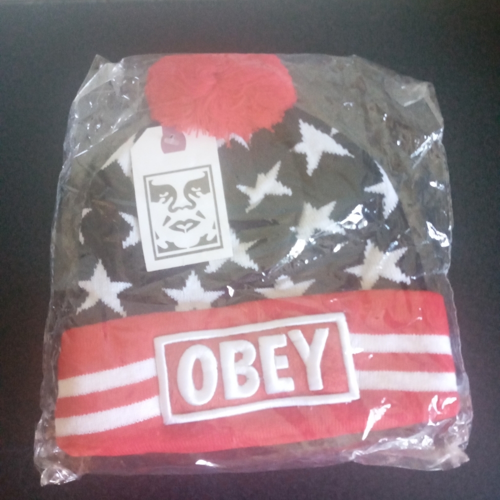 Obey winter hat with Pom Pom